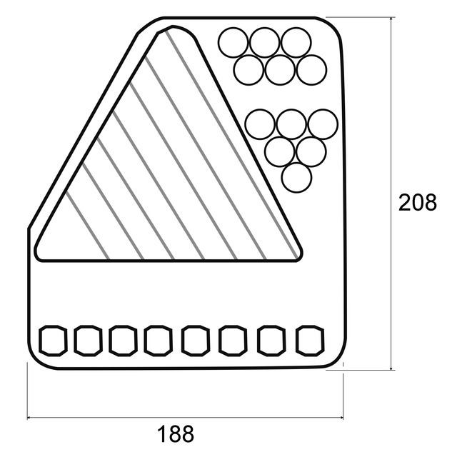 FEU Arriere Gauche Triangle 5 Fonctions LED 12-24V référence fournisseur 1216776B
